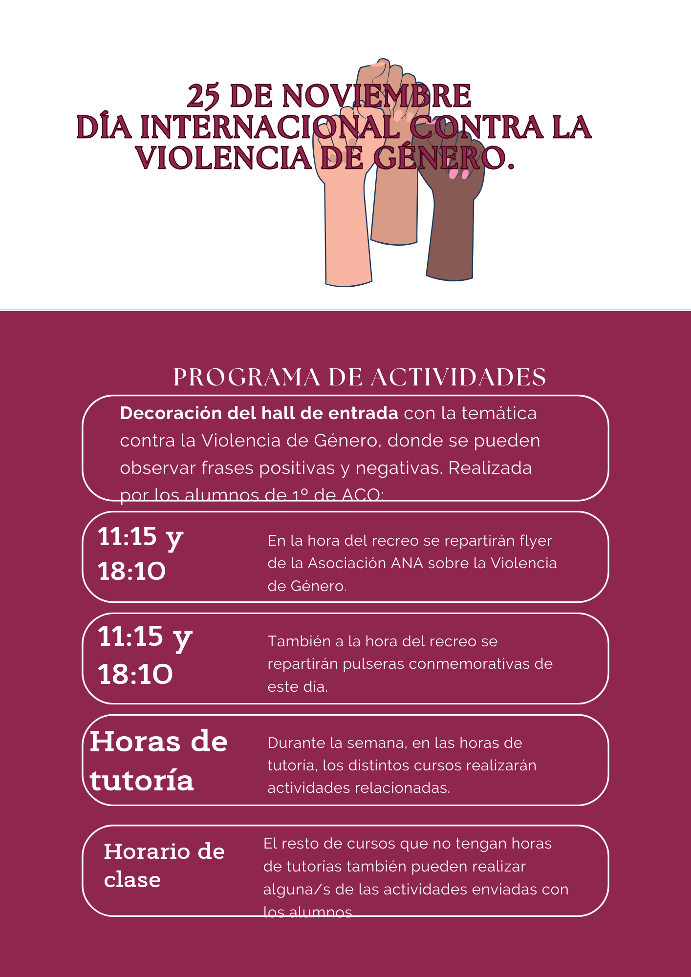 Lee más sobre el artículo DÍA INTERNACIONAL CONTRA LA VIOLENCIA DE GÉNERO