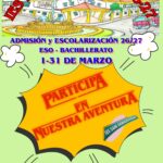 ADMISIÓN ESO Y BACHILLERATO CURSO 2026/2027