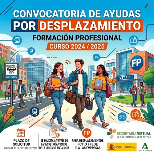 En este momento estás viendo CONVOCATORIA AYUDAS DESPLAZAMIENTO FCT Y FFEOE ALUMNADO 2024_2025
